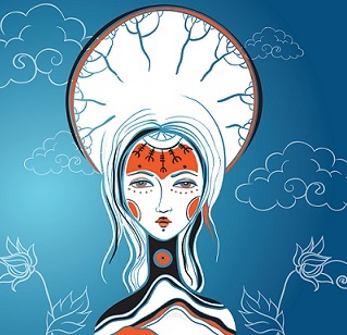 Vector illustration of the Goddess. Female archetype. Mother nature concepts. eps 10